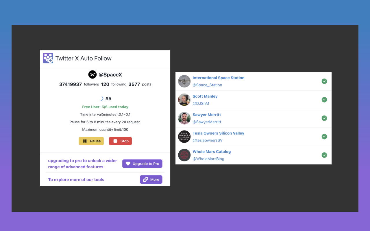 Twitter Auto Follow-Unfollow - 截图 1