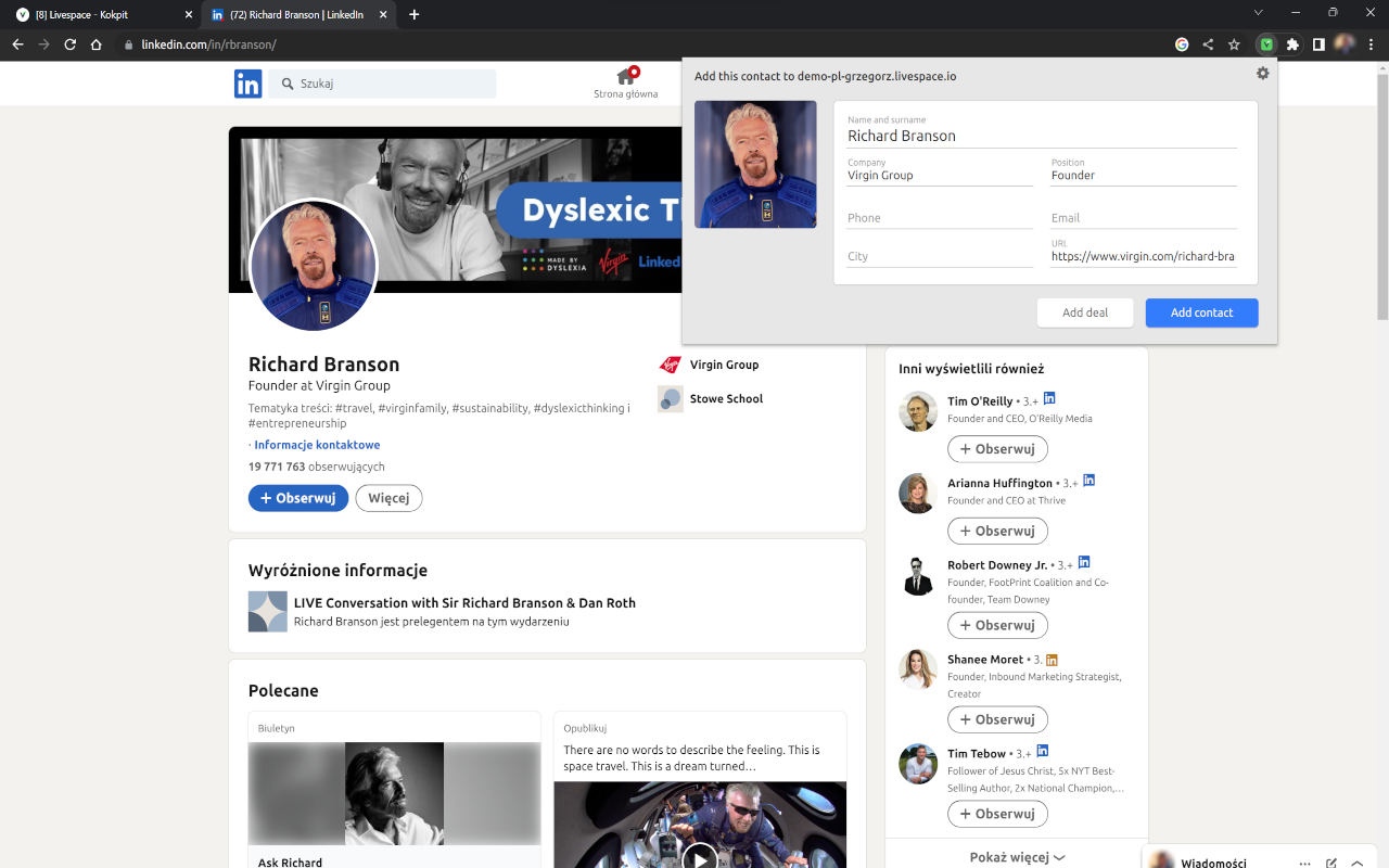 Social Contact for Livespace CRM - 截图 2