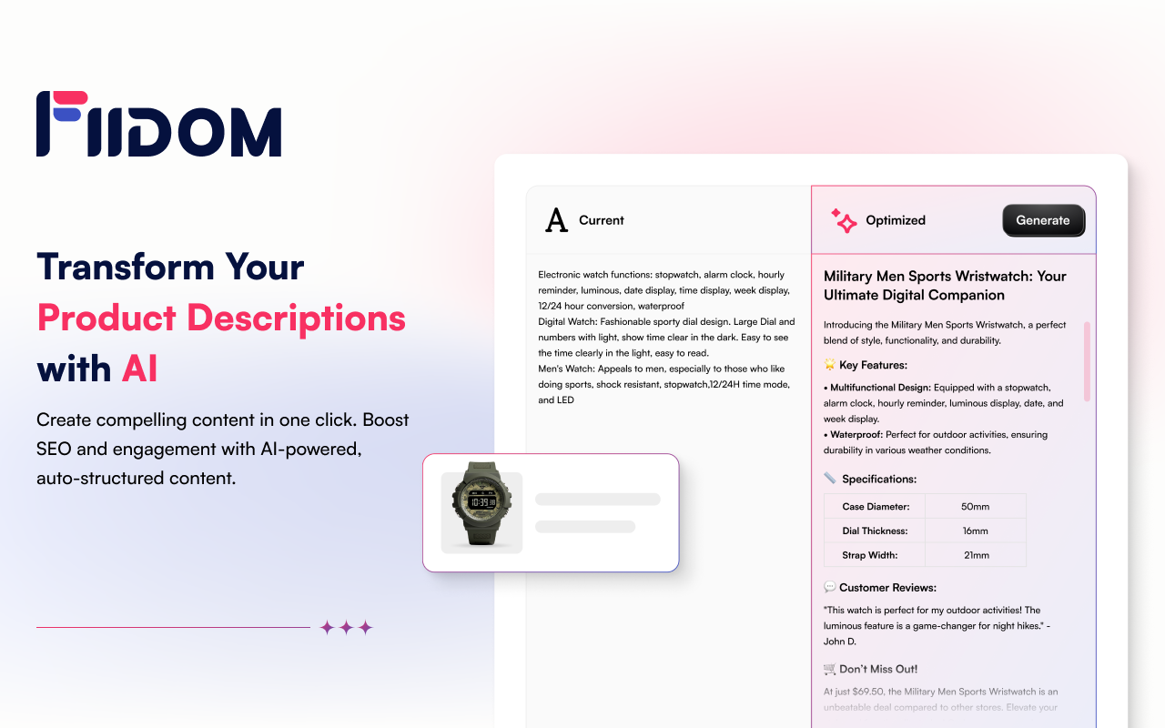 Fiidom - AI-Powered Solution for eCommerce - 截图 3