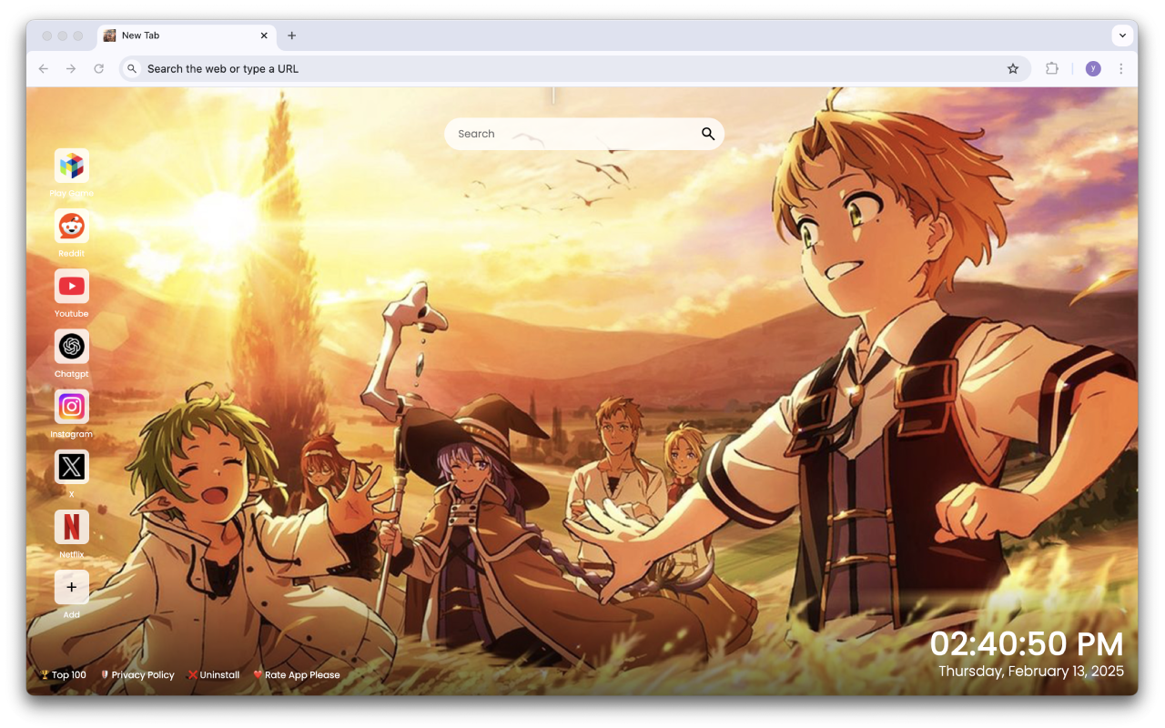 Mushoku Tensei Wallpapers New Tab Anime Extension - 截图 1