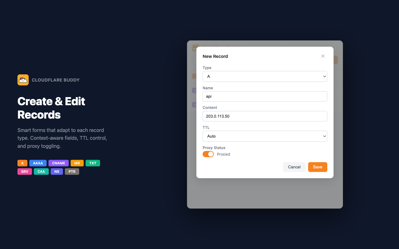 Cloudflare Buddy - DNS Record Manager - 截图 1