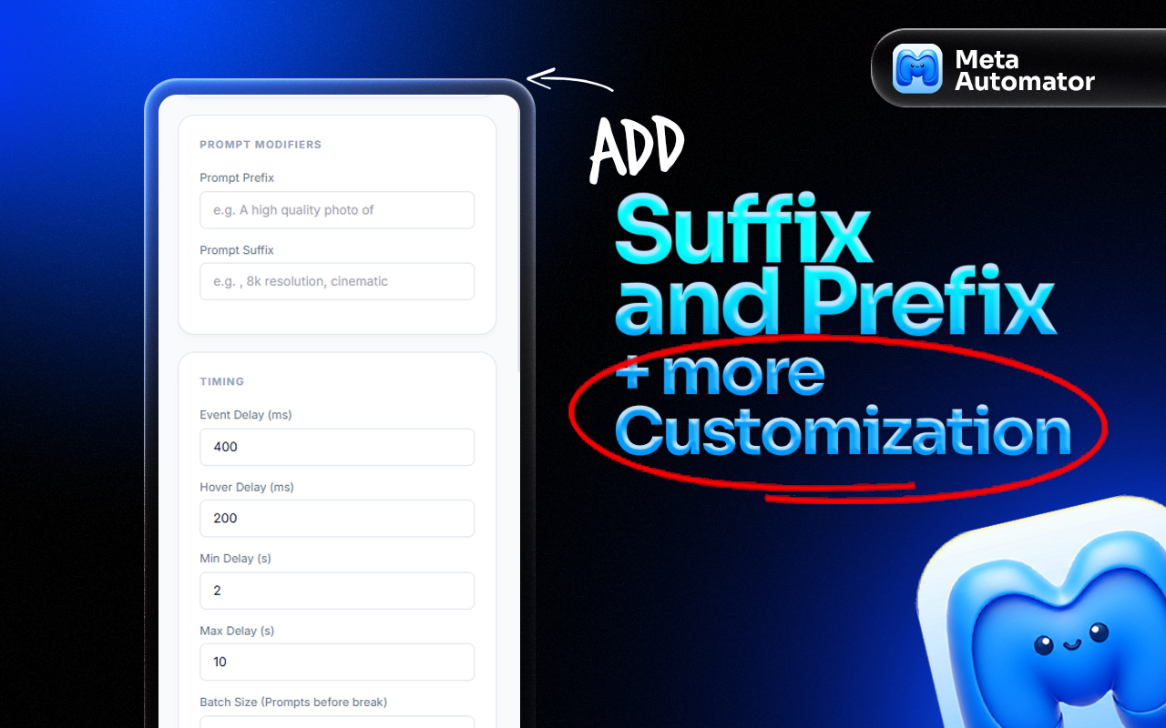 Meta automator: Bulk Image, Video Generator & Auto prompt for Meta AI - 截图 2