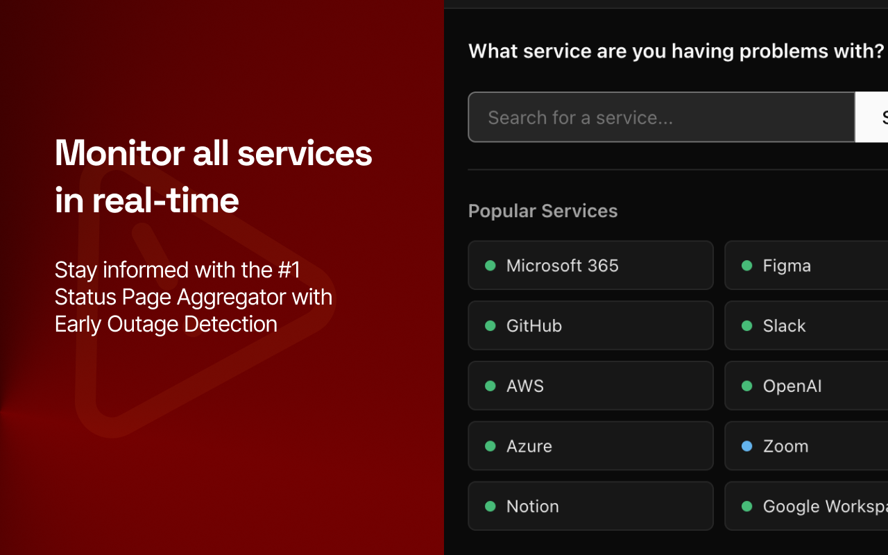 IsDown - Status Page Aggregator + Early Outage Detection - 截图 1