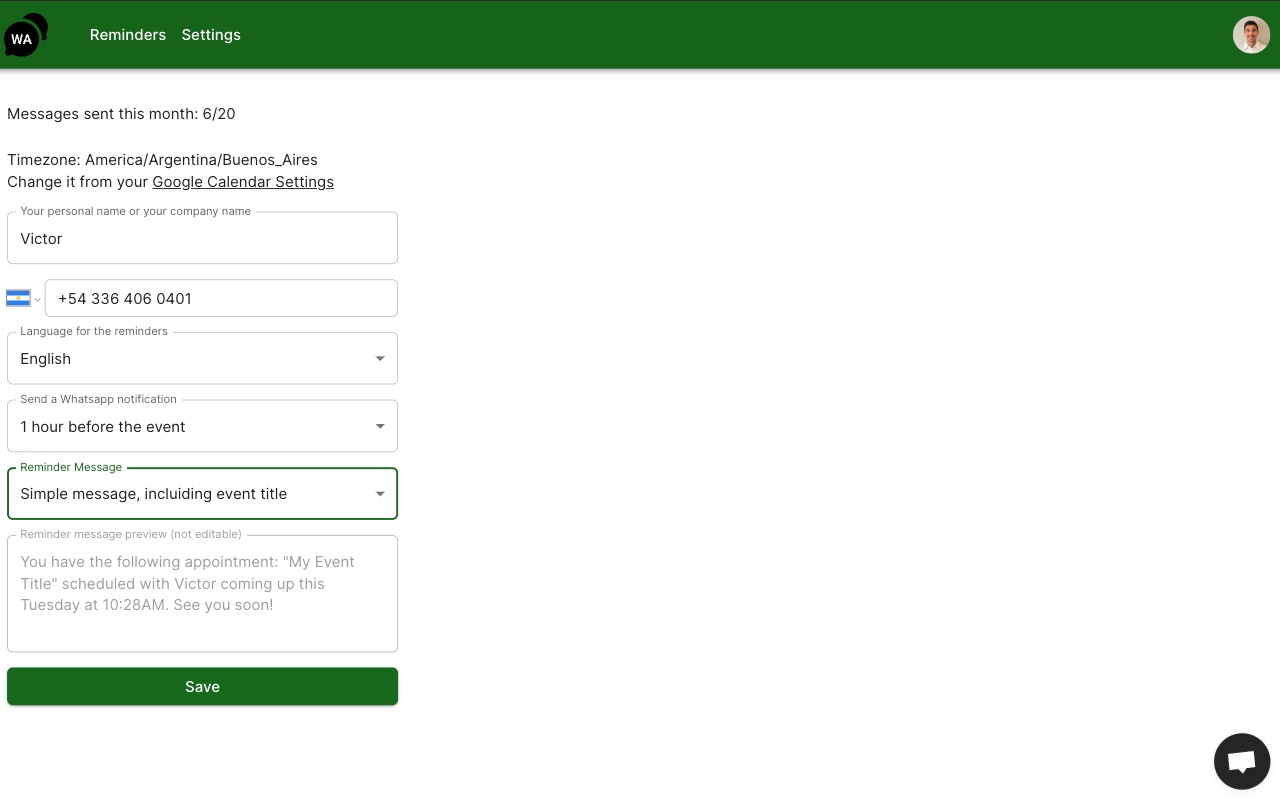 WA Reminders: WhatsApp™ appointment reminders - 截图 1