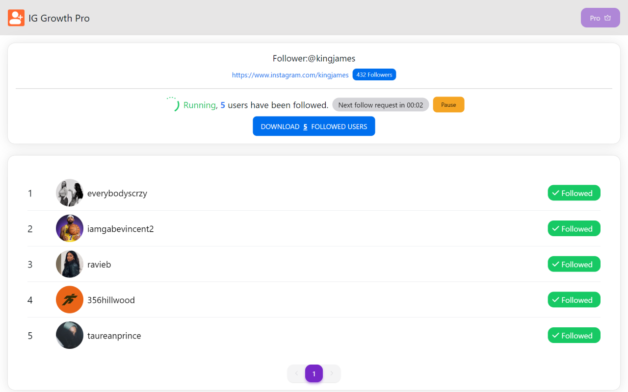 IG Growth Pro - 自动关注和取消关注 - 截图 4