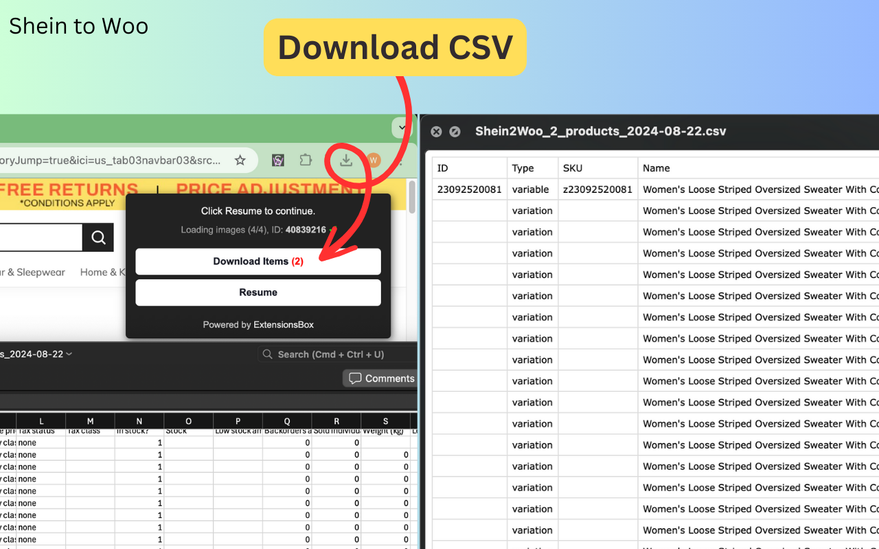 Shein 到 WooCommerce 的 CSV 导出工具 - 截图 1