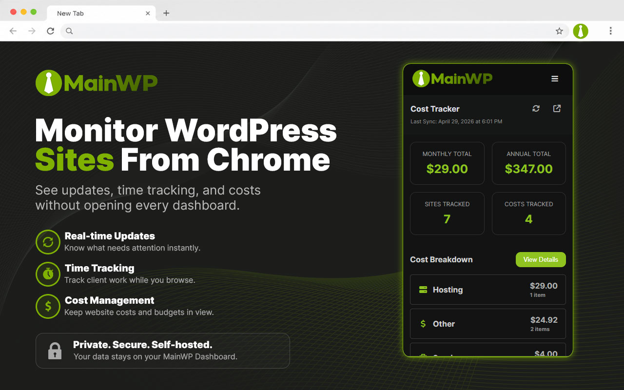 MainWP Browser Extension - 截图 3
