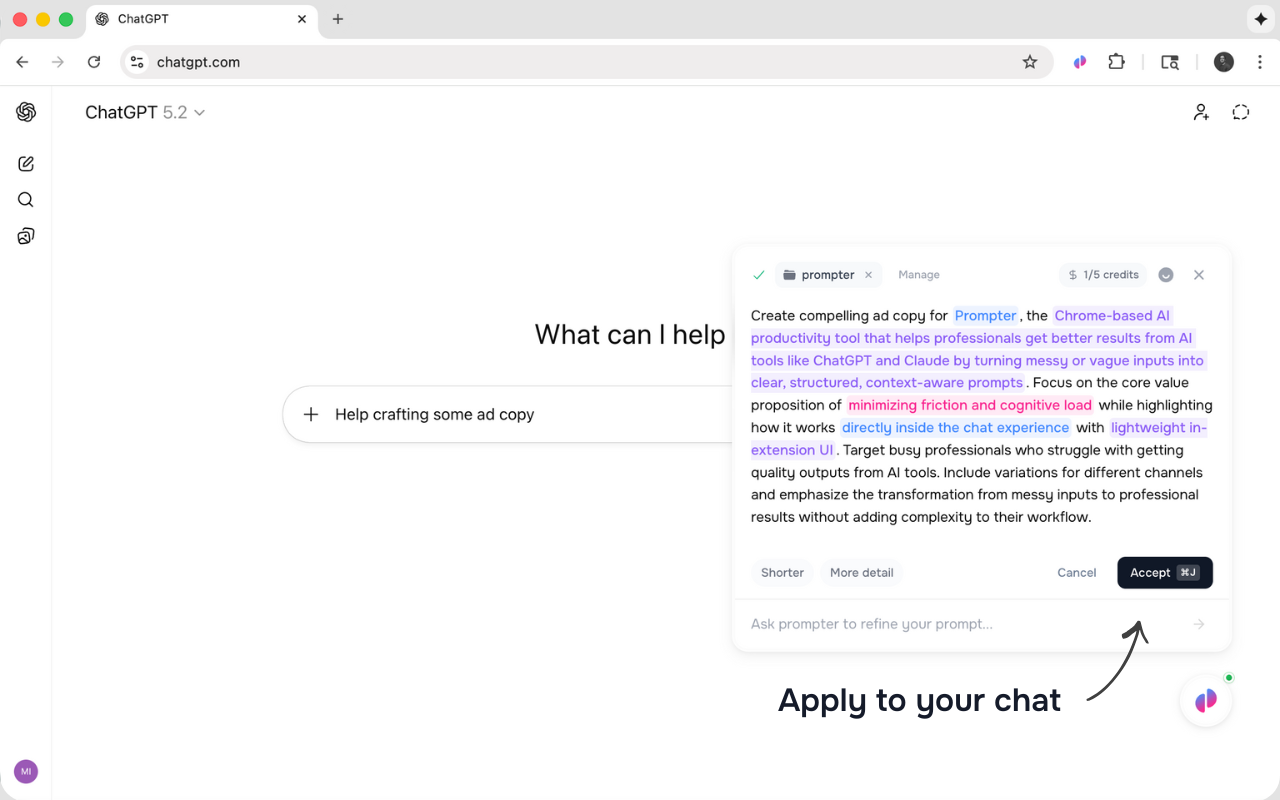 Prompter AI: Generate personalized AI prompts everywhere you chat - 截图 3