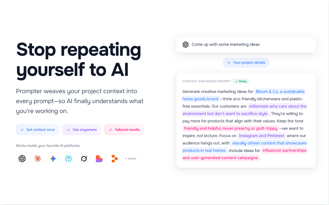 Prompter AI: Generate personalized AI prompts everywhere you chat - 截图 4