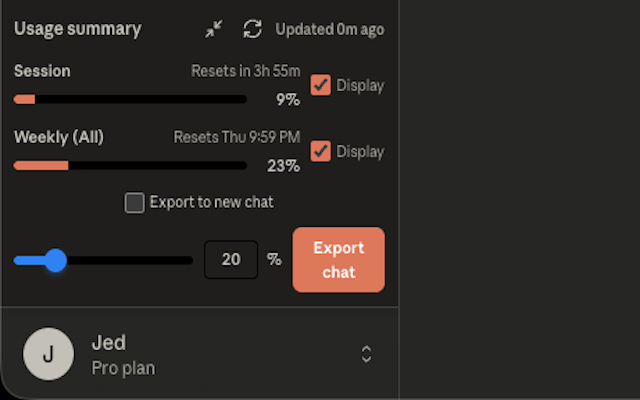 Claude Usage Tracker — Chat & Code Export - 截图 1