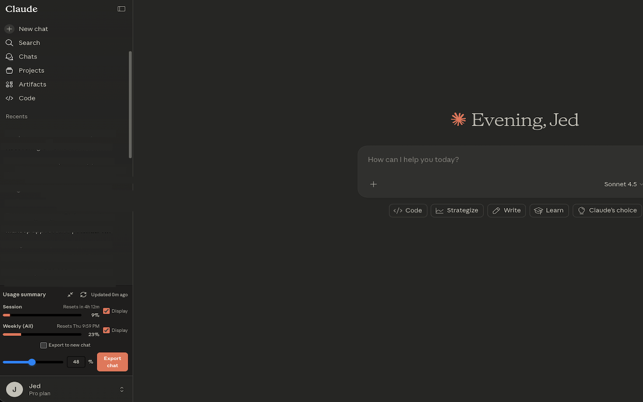 Claude Usage Tracker — Chat & Code Export - 截图 2