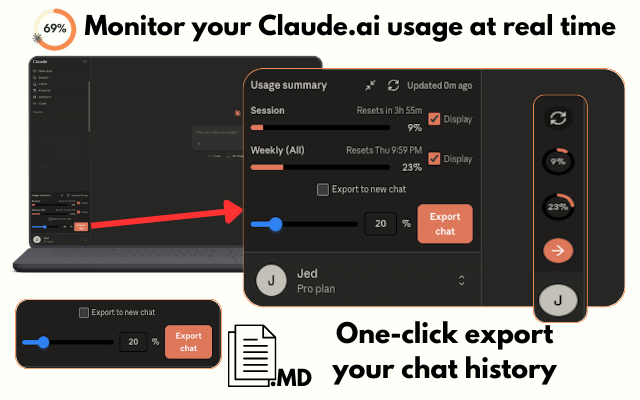 Claude Usage Tracker — Chat & Code Export - 截图 3