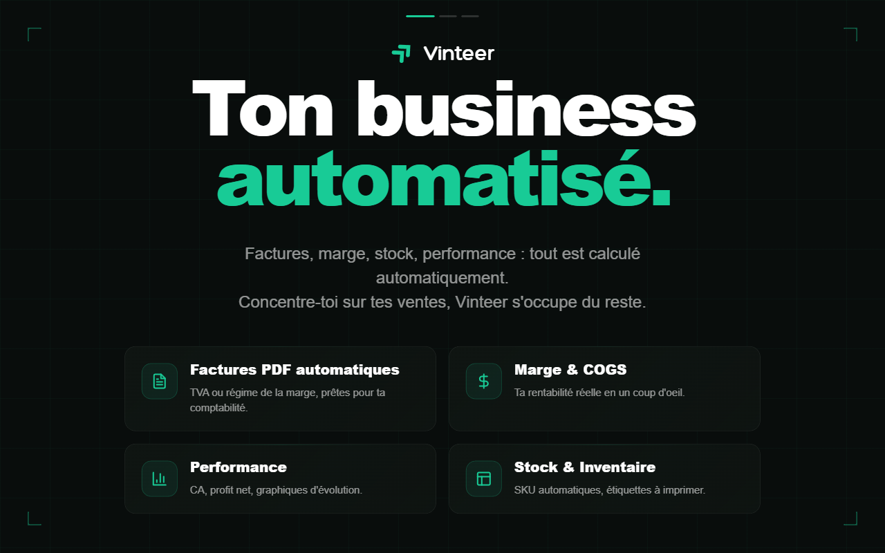 Vinteer - Back-office CRM & comptabilité pour vendeurs Vinted - 截图 3