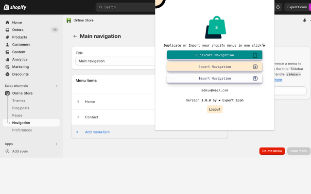 Shopify Menu Assistant - 截图 1