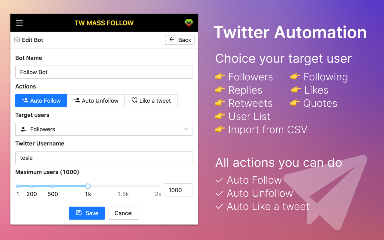 TwFollow - Twitter Mass Follow Tool - 截图 1