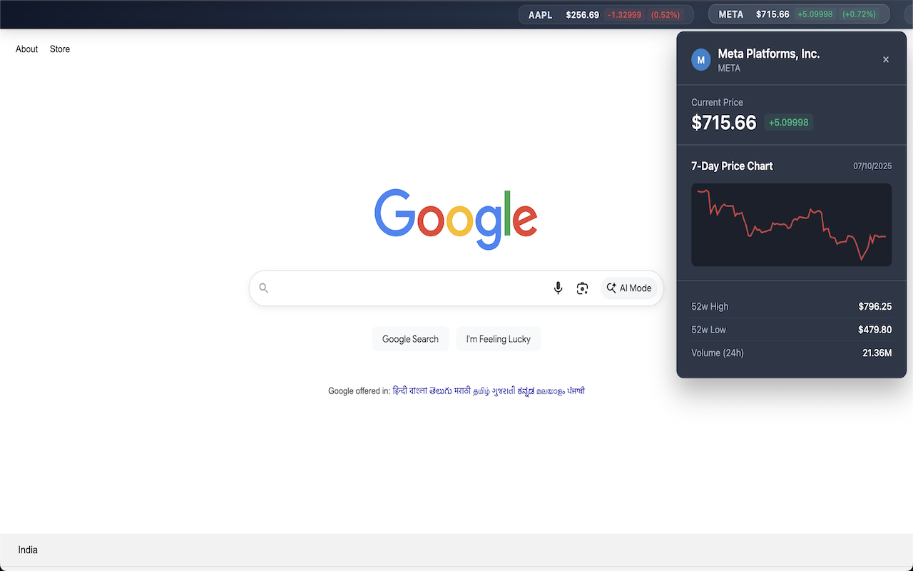 Realitime US & Indian Stock Prices Toolbar - 截图 2