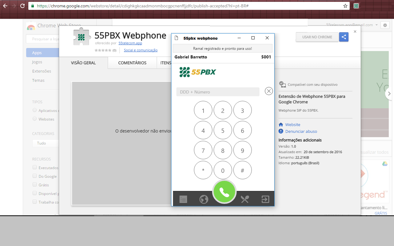 55PBX Web Softphone Grátis para PABX Virtual - 截图 1