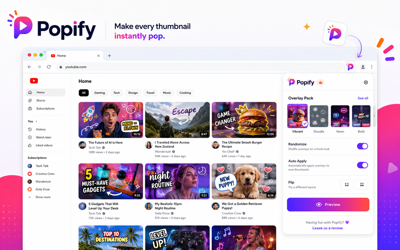 Popify - Youtube Themeify & Customizer - 截图 1