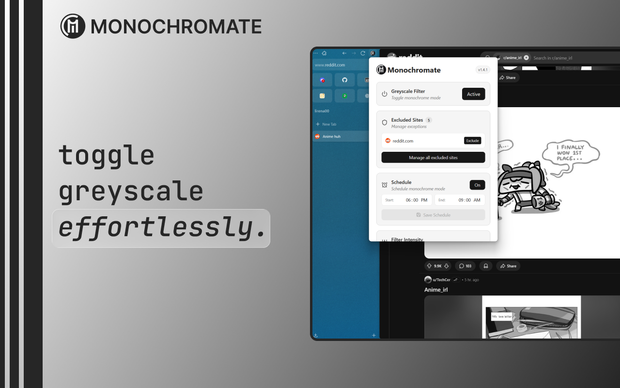 Monochromate - The Best Grayscale Extension - 截图 1