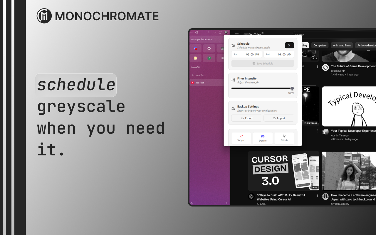 Monochromate - The Best Grayscale Extension - 截图 3