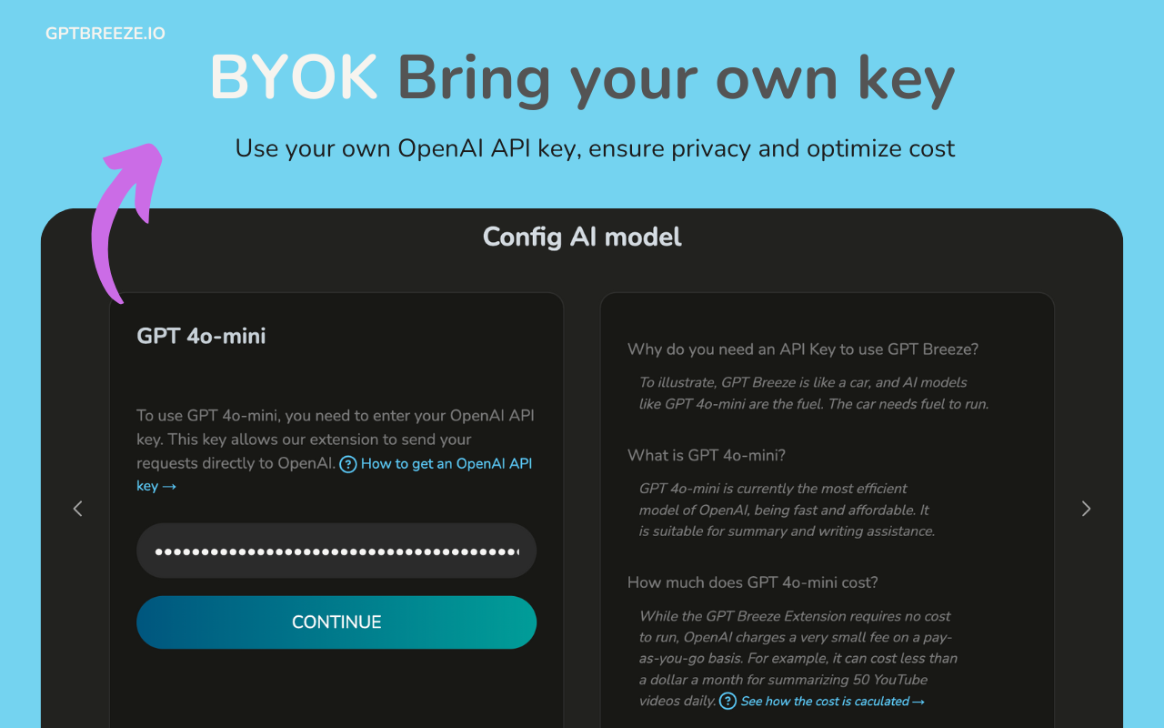 GPT Breeze - AI shortcuts & Youtube summary - BYOK - 截图 2