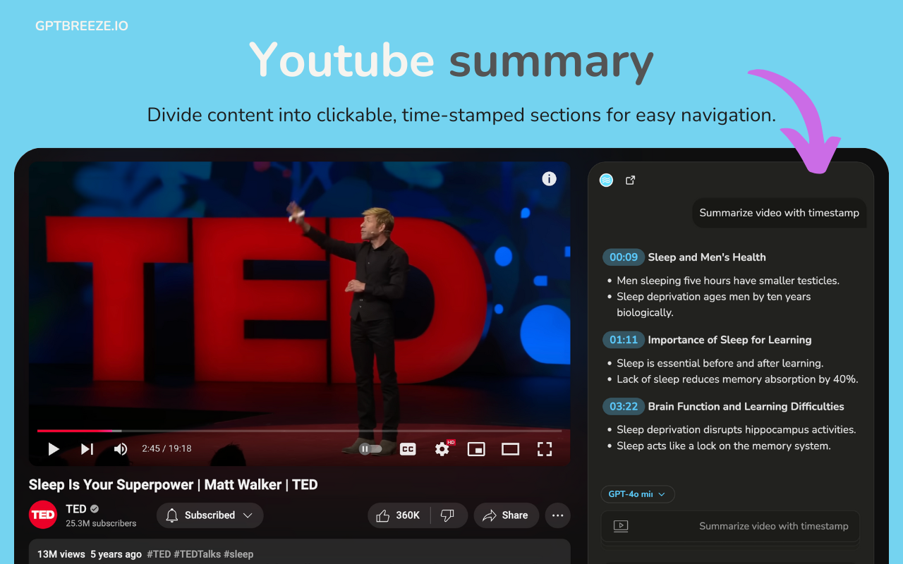 GPT Breeze - AI shortcuts & Youtube summary - BYOK - 截图 4