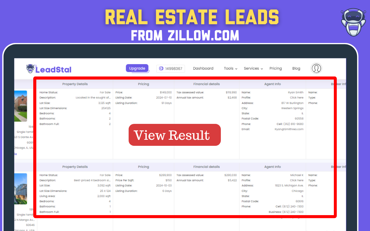 Zillow Scraper & Lead Generation | LeadStal - 截图 1