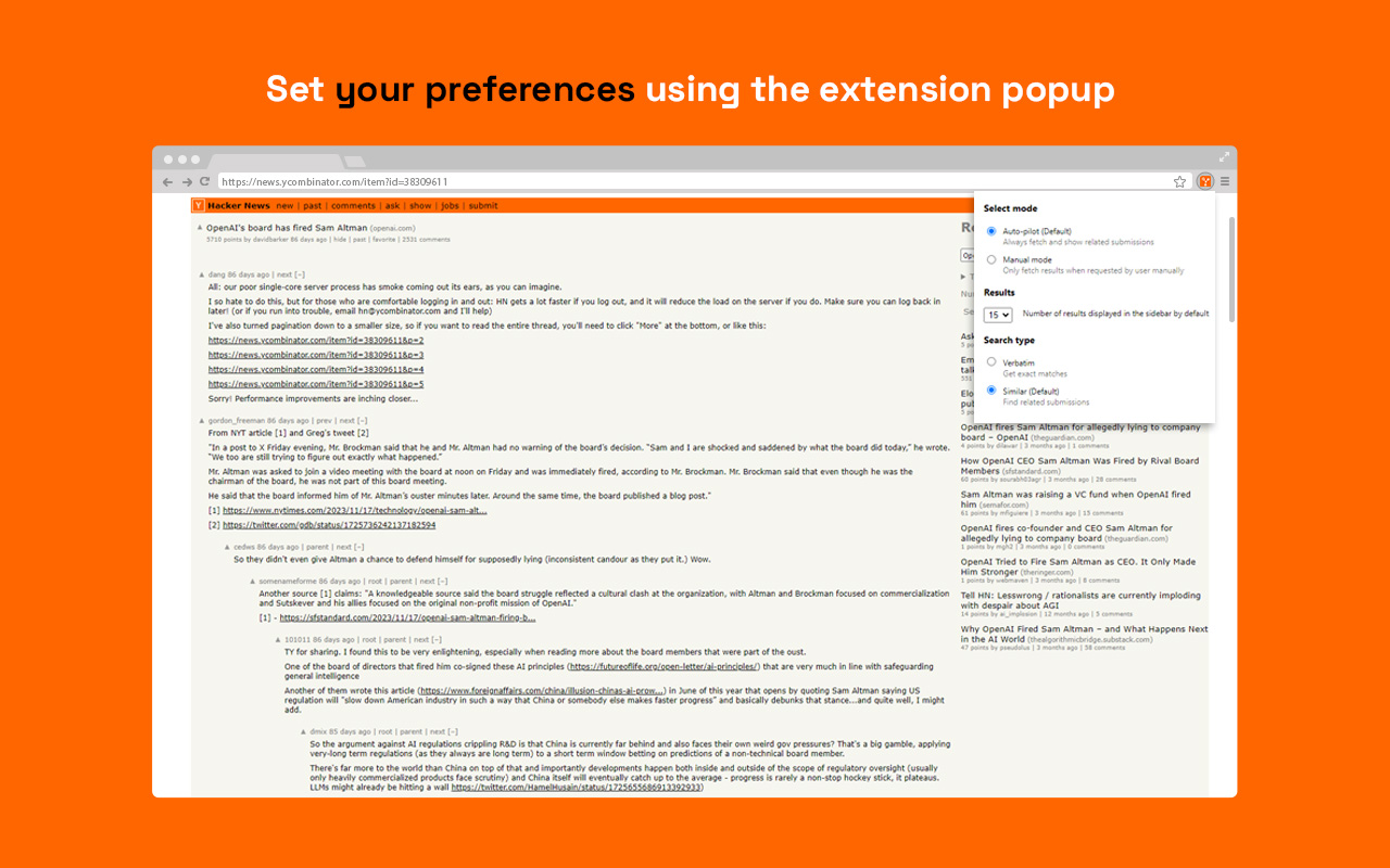 HNRelevant - Related stories on Hacker News - 截图 2