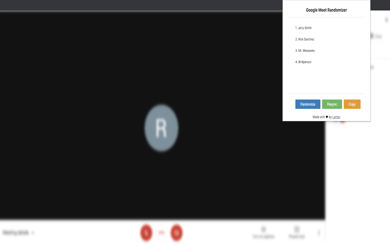 Google Meet Randomizer - 截图 1