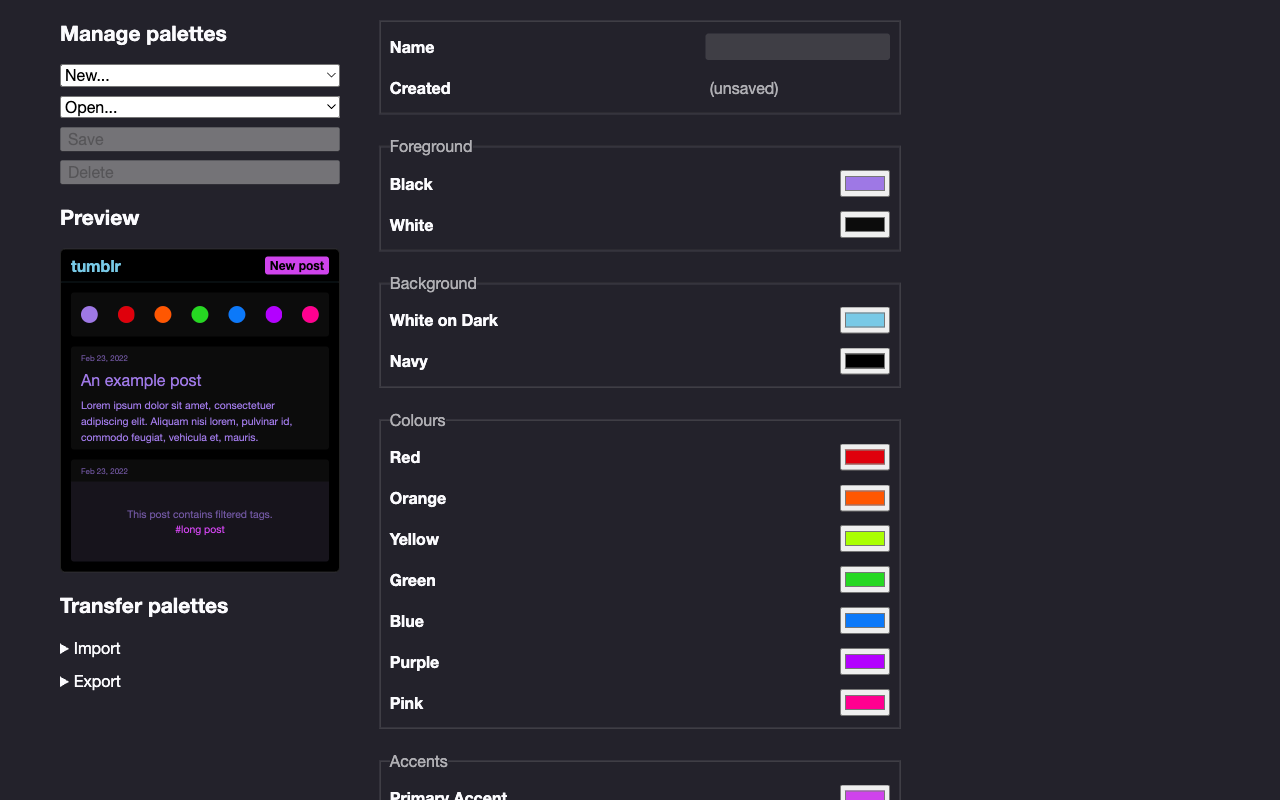 Palettes for Tumblr - 截图 1