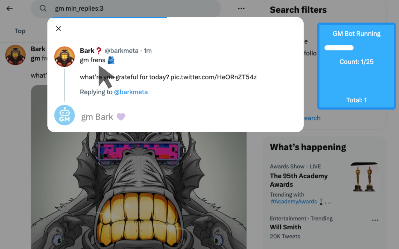 GM Bot | 𝕏 auto replies, follows, likes, for Twitter - 截图 4
