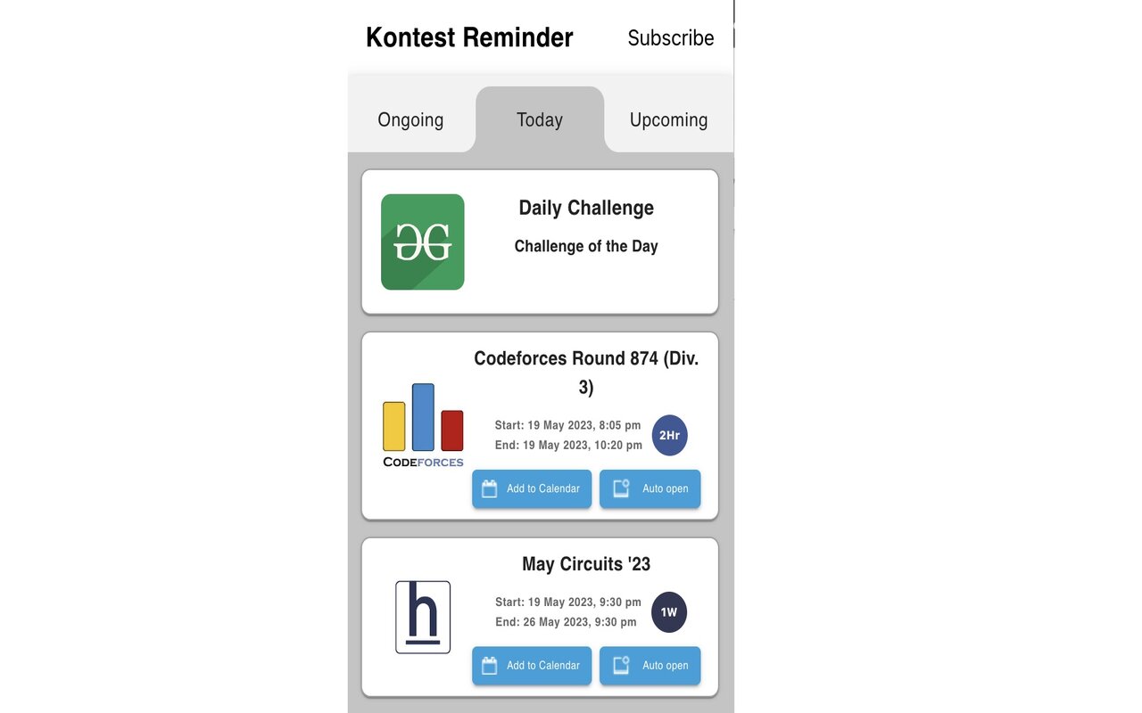 Kontest Reminder - 截图 2