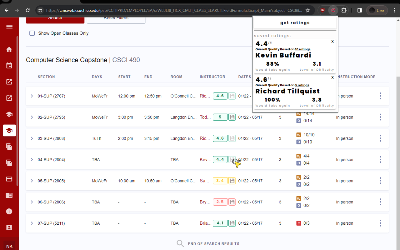 Chico State Schedule Helper - 截图 4