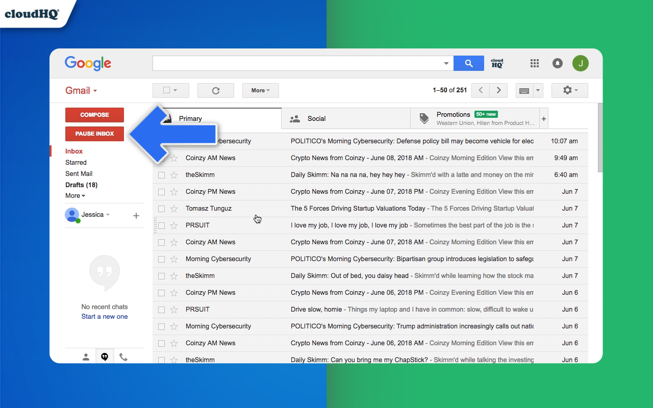 Pause Gmail by cloudHQ - 截图 1