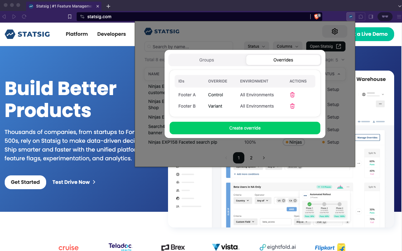 Statsig Features and Experimentation - 截图 3