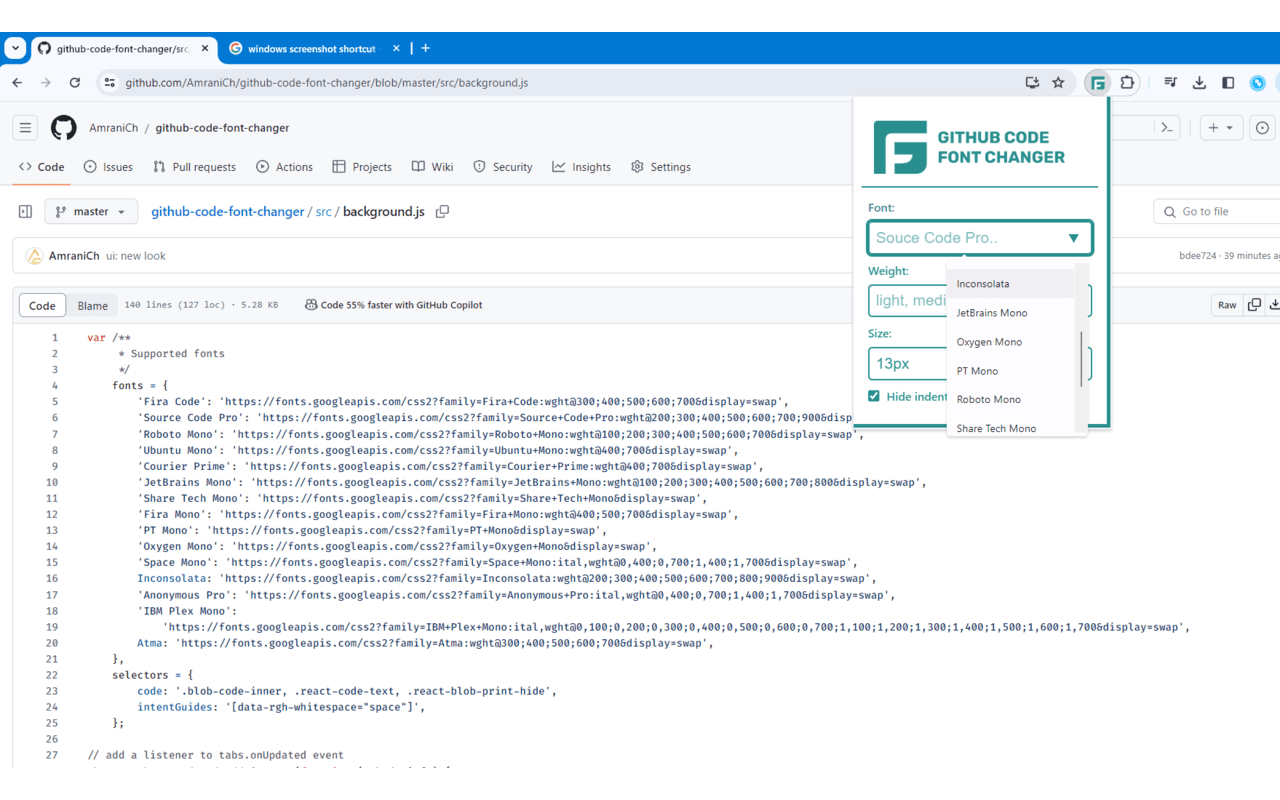 Github Code Font Changer - 截图 2