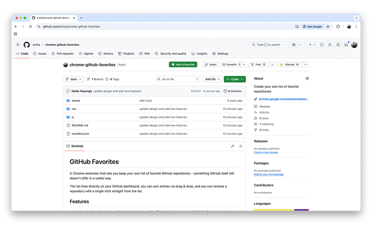 GitHub Favorites - 截图 1