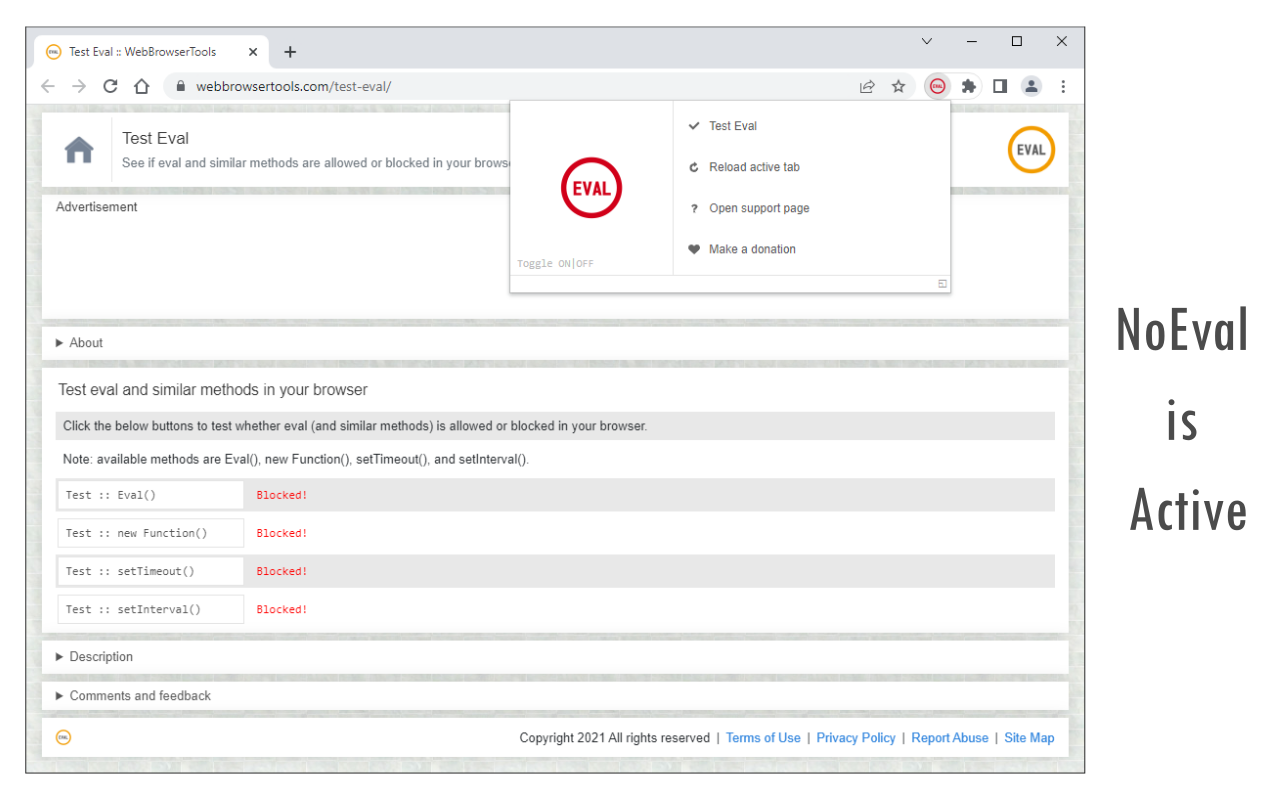 NoEval - Disable Eval() - 截图 1