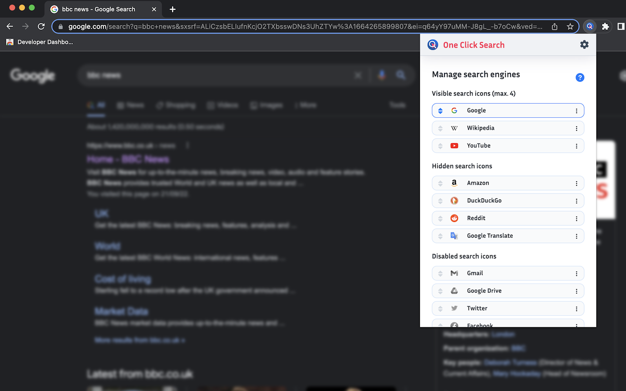 One Click Search - Select and search popup - 截图 5