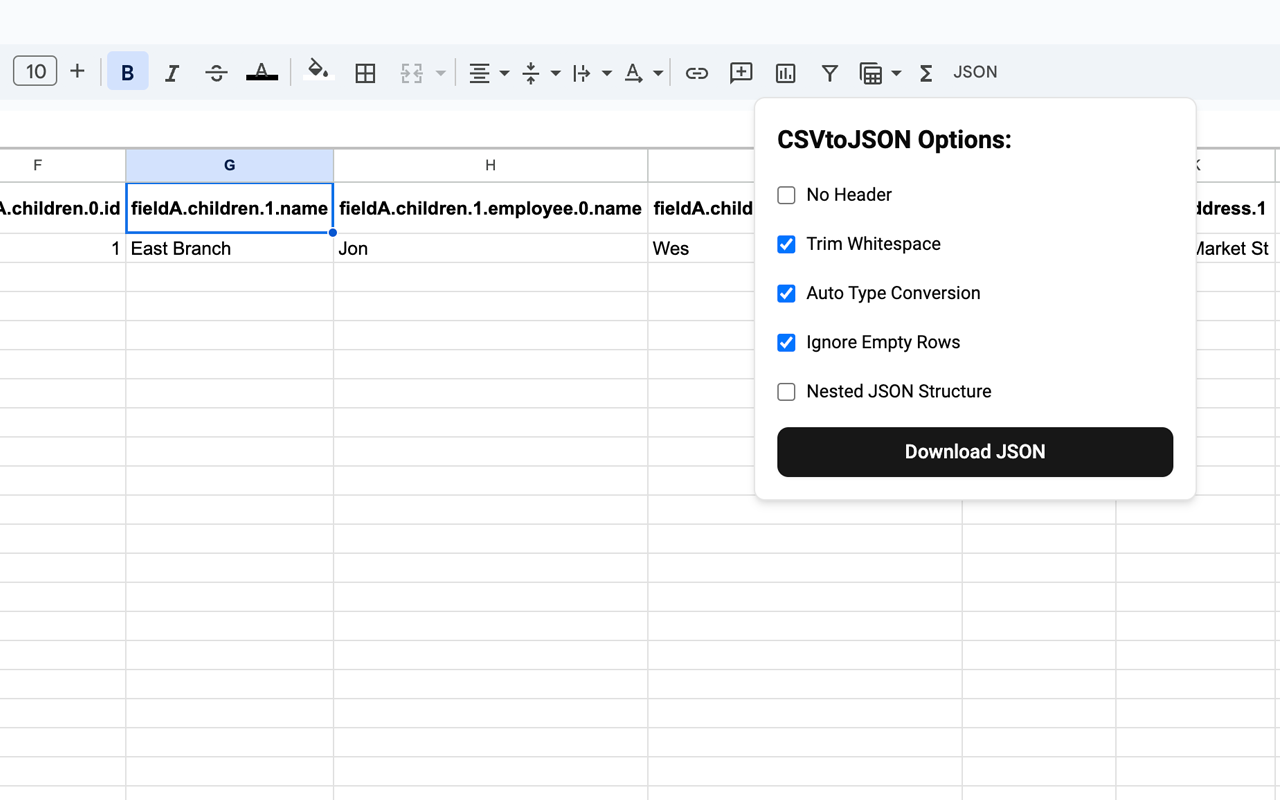 Sheets to JSON - 截图 2