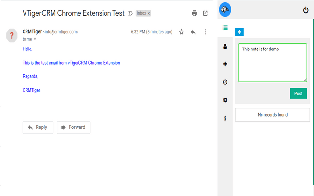 CRMTiger - Gmail Plugin for vTiger CRM - 截图 5