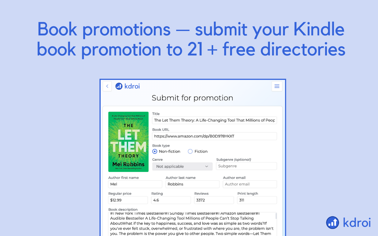 KDROI – Book Marketing Tools for Authors - 截图 2