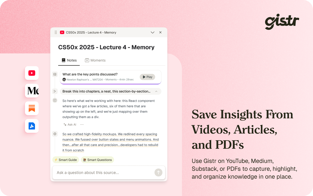 Gistr: Notes, Highlights, and AI for YouTube and Web - 截图 3