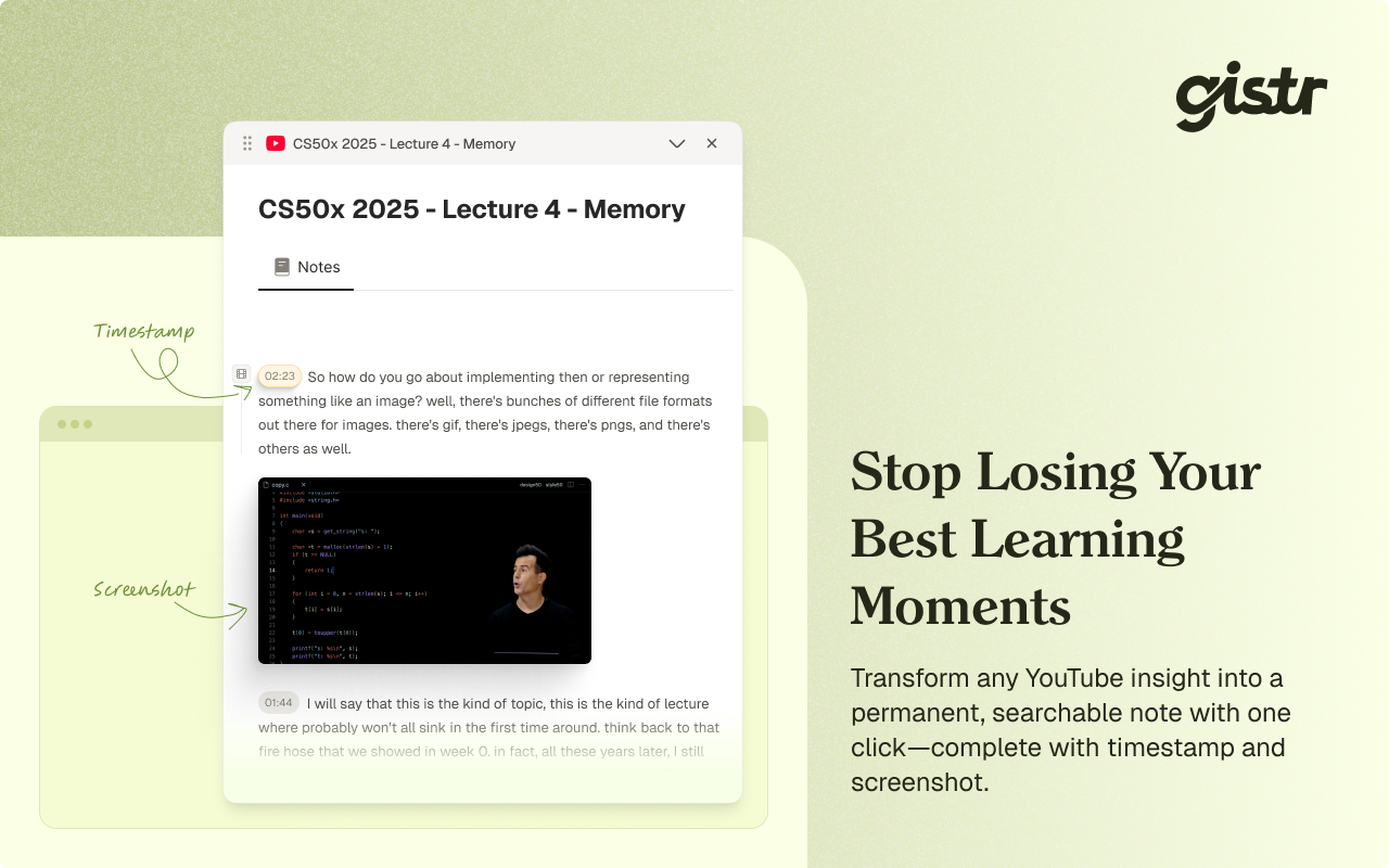 Gistr: Notes, Highlights, and AI for YouTube and Web - 截图 4