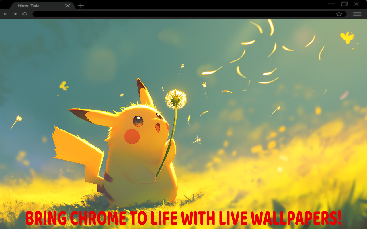 Pikachu Blowing Dandelion Fluffy Seeds Live Wallpaper New Version - 截图 2