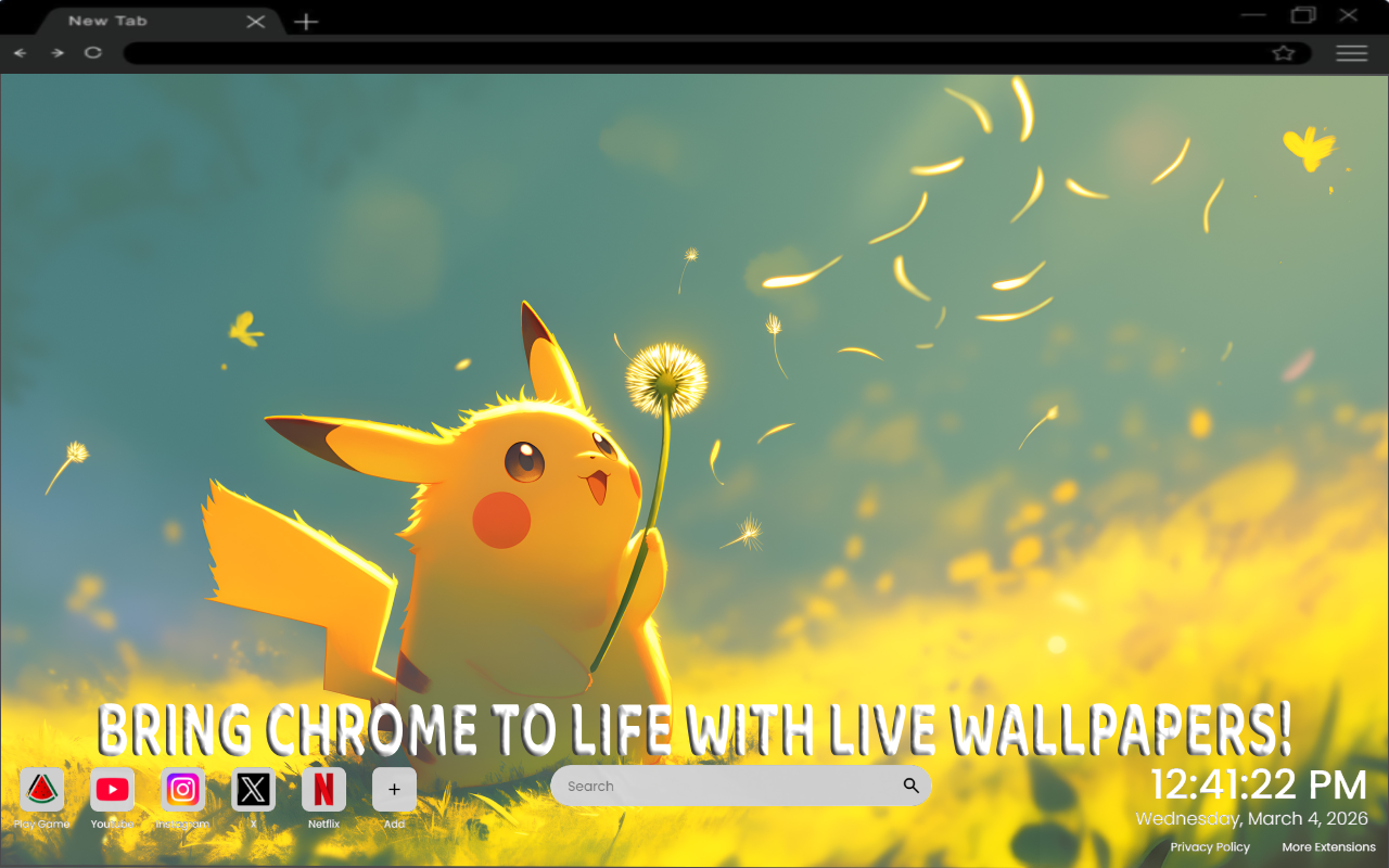 Pikachu Blowing Dandelion Fluffy Seeds Live Wallpaper New Version - 截图 4