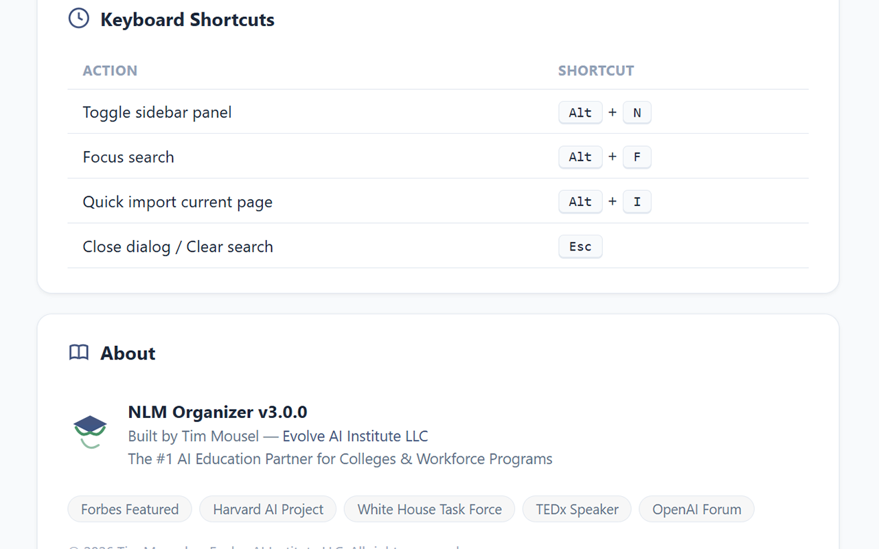 NLM Organizer by Tim Mousel — Evolve AI - 截图 2