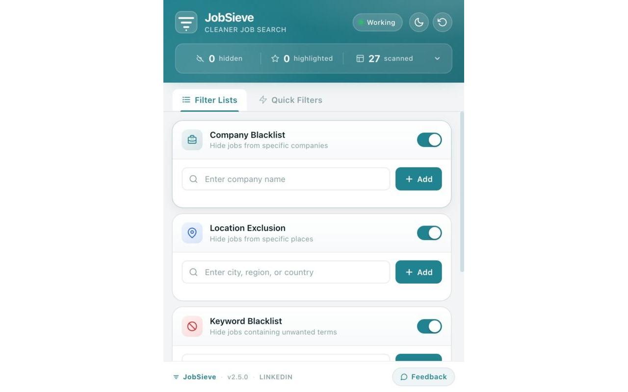 JobSieve - LinkedIn Job Filter - 截图 2