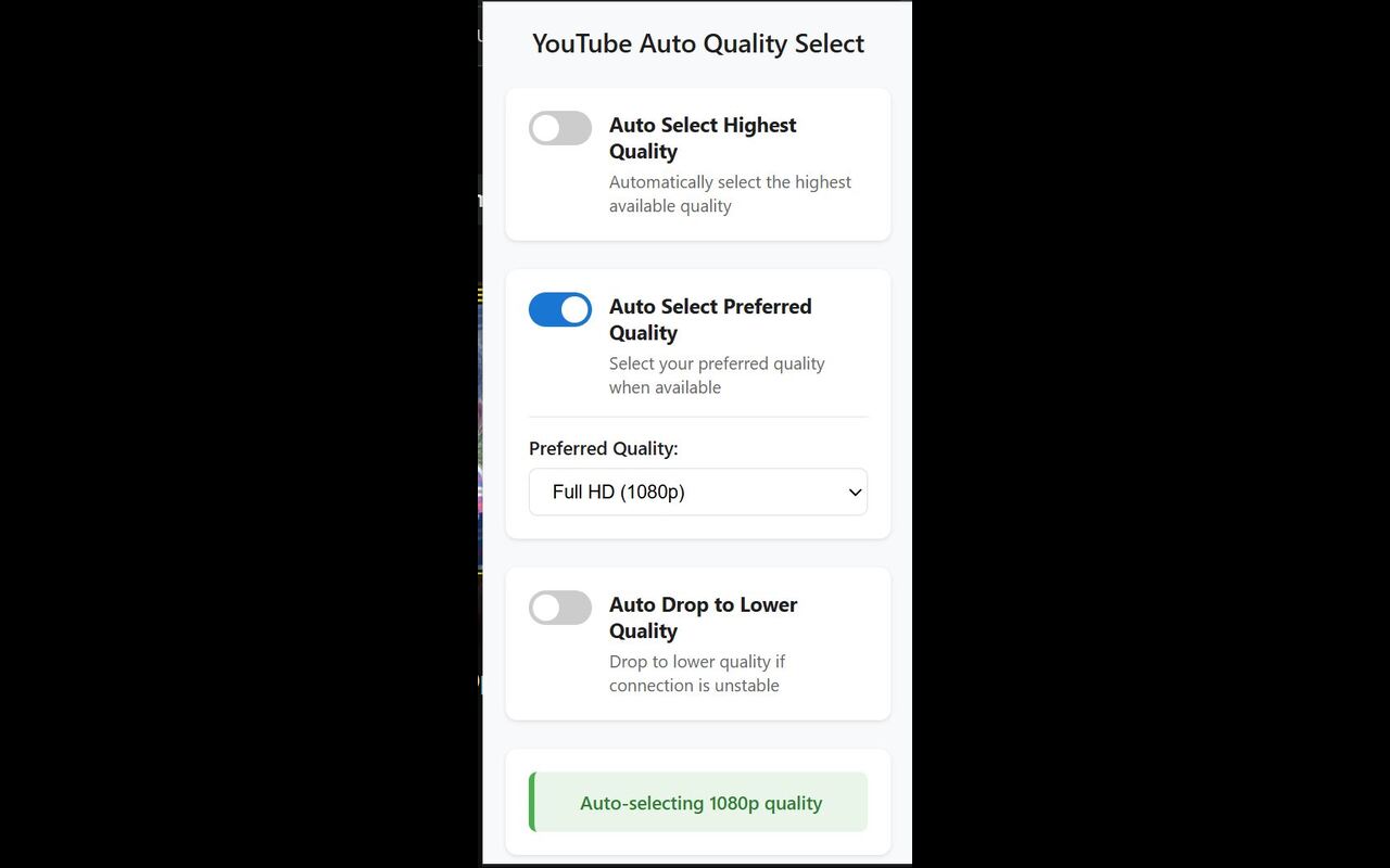 YouTube Auto Quality Select - 截图 1