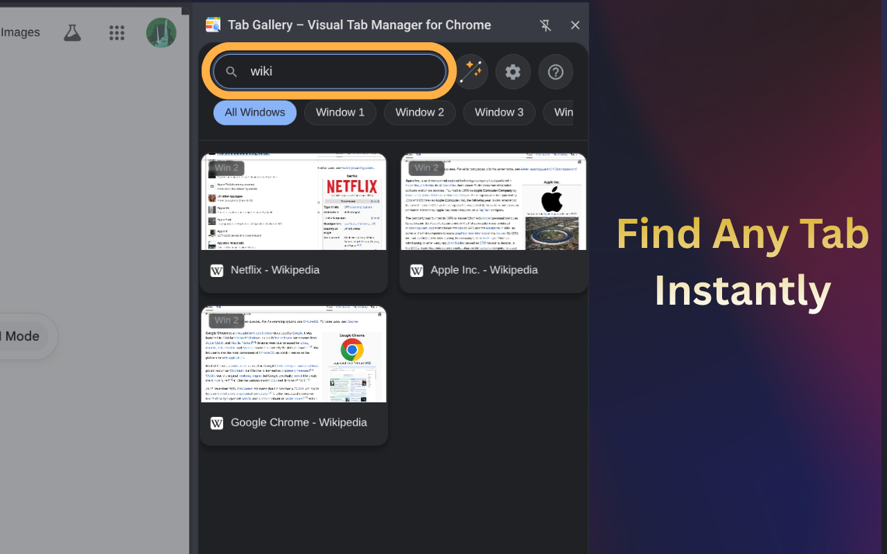 Tab Gallery – Visual Tab Manager for Chrome - 截图 1